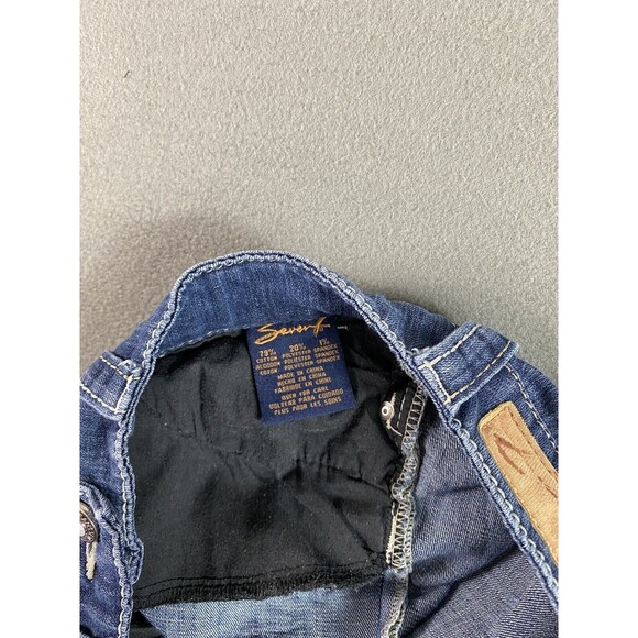 Seven 7 Jean Shorts Womens 30x2 Blue Cut Off Frayed Shortie Booty Med Wash Tag 8 - Picture 10 of 13